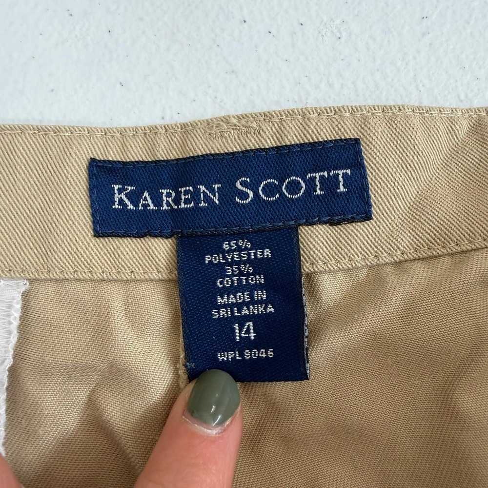 Karen Scott tan high waisted‎ pleated cotton pocket casual khaki shorts relaxed - Picture 5 of 6